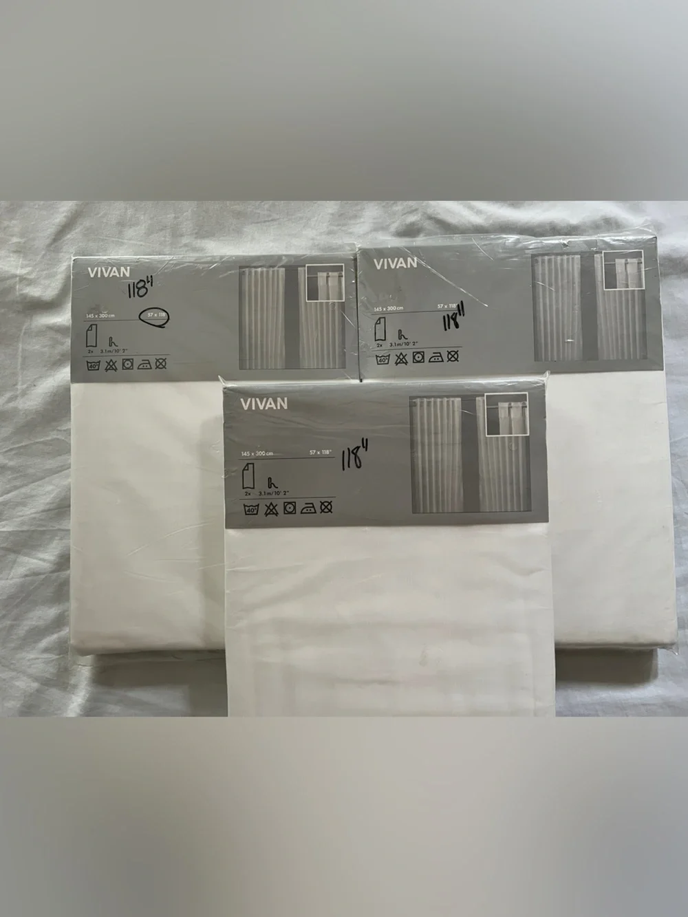 Pack Of 3 New IKEA Vivan Curtains 57